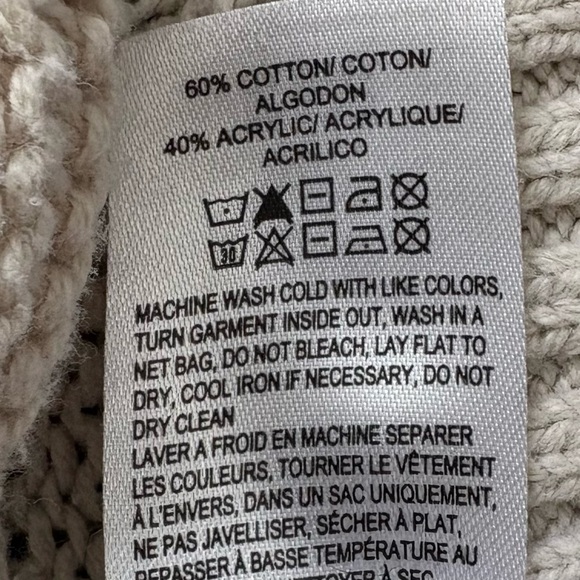 LUCKY BRAND Textured Hoodie in Straw Heat Knit Beige Small - Picture 6 of 10